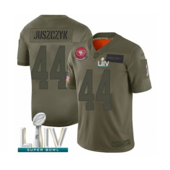Men's San Francisco 49ers #44 Kyle Juszczyk Limited Olive 2019 Salute to Service Super Bowl LIV Bound Football Jersey Men's San Francisco 49ers #44 Kyle Juszczyk Limited Olive 2019 Salute to Service Super Bowl LIV Bound Football Jersey