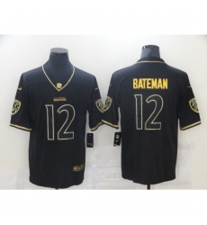Men's Baltimore Ravens #12 Rashod Bateman Nike Black Gold Throwback 2021 Leopard Jersey
