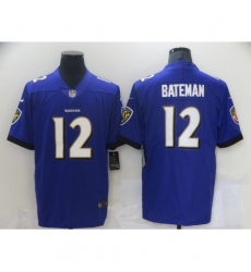 Men's Baltimore Ravens #12 Rashod Bateman Nike Purple 2021 NFL Draft First Round Pick Leopard Jersey