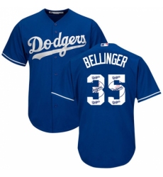 Men's Majestic Los Angeles Dodgers #35 Cody Bellinger Authentic Royal Blue Team Logo Fashion Cool Base MLB Jersey