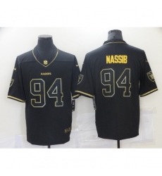 Men's Oakland Raiders #94 Carl Nassib Black Gold Nike Throwback Limited Jerseys