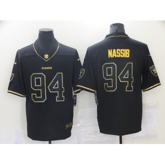 Men's Oakland Raiders #94 Carl Nassib Black Gold Nike Throwback Limited Jerseys Men's Oakland Raiders #94 Carl Nassib Black Gold Nike Throwback Limited Jerseys