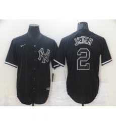 Men's New York Yankees #2 Derek Jeter Authentic Black Nike MLB Jersey