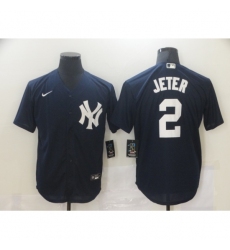 Men's New York Yankees #2 Derek Jeter Authentic Navy Blue Nike MLB Jersey