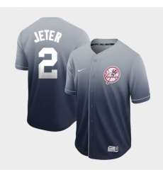 Men's Nike New York Yankees #2 Derek Jeter Nike Grey Fade Jersey