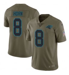 Men's Nike Carolina Panthers #8 Jaycee Horn Olive Stitched NFL Limited 2017 Salute To Service Jersey