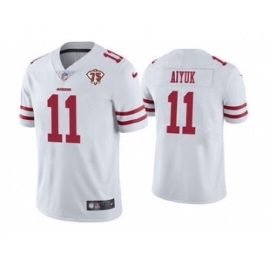 Men's San Francisco 49ers #11 Brandon Aiyuk White 2021 75th Anniversary Vapor Untouchable Limited Jersey Men's San Francisco 49ers #11 Brandon Aiyuk White 2021 75th Anniversary Vapor Untouchable Limited Jersey