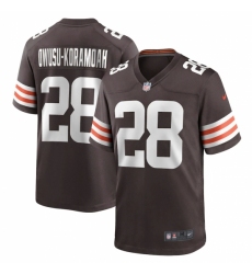 Men's Cleveland Browns #28 Jeremiah Owusu-Koramoah Nike Brown 2021 NFL Draft Pick Player Game Jersey