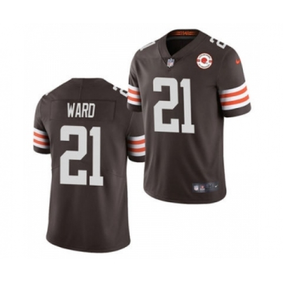 Men's Cleveland Browns #21 Denzel Ward 2021 Brown 75th Anniversary Patch Vapor Untouchable Limited Jersey Men's Cleveland Browns #21 Denzel Ward 2021 Brown 75th Anniversary Patch Vapor Untouchable Limited Jersey