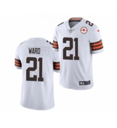 Men's Cleveland Browns #21 Denzel Ward 2021 White 75th Anniversary Patch Vapor Untouchable Limited Jersey