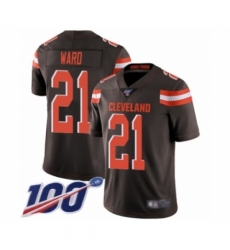 Men's Cleveland Browns #21 Denzel Ward Brown Team Color Vapor Untouchable Limited Player 100th Season Football Jersey