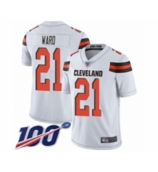 Men's Cleveland Browns #21 Denzel Ward White Vapor Untouchable Limited Player 100th Season Football Jersey