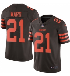 Men's Nike Cleveland Browns #21 Denzel Ward Elite Brown Rush Vapor Untouchable NFL Jersey