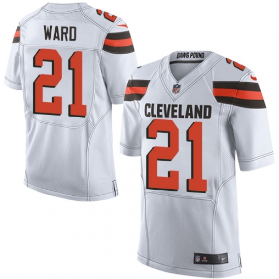 Men's Nike Cleveland Browns #21 Denzel Ward Elite White NFL Jersey Men's Nike Cleveland Browns #21 Denzel Ward Elite White NFL Jersey