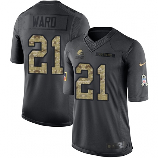 Men's Nike Cleveland Browns #21 Denzel Ward Limited Black 2016 Salute to Service NFL Jersey Men's Nike Cleveland Browns #21 Denzel Ward Limited Black 2016 Salute to Service NFL Jersey
