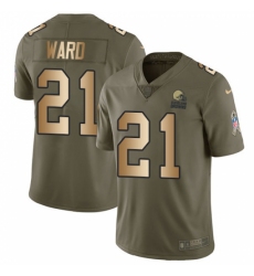 Men's Nike Cleveland Browns #21 Denzel Ward Limited Olive Gold 2017 Salute to Service NFL Jersey