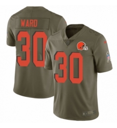 Men's Nike Cleveland Browns #30 Denzel Ward Limited Olive 2017 Salute to Service NFL Jersey