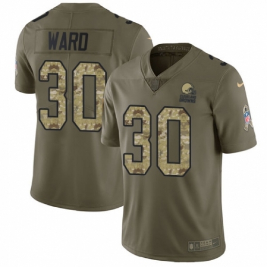 Men's Nike Cleveland Browns #30 Denzel Ward Limited Olive/Camo 2017 Salute to Service NFL Jersey Men's Nike Cleveland Browns #30 Denzel Ward Limited Olive/Camo 2017 Salute to Service NFL Jersey
