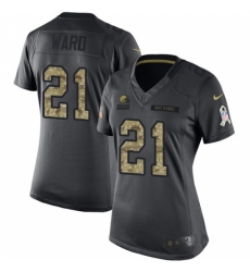 Women's Nike Cleveland Browns #21 Denzel Ward Limited Black 2016 Salute to Service NFL Jersey