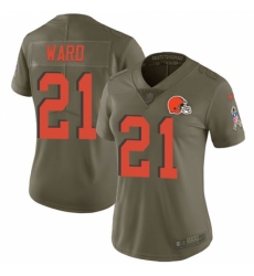 Women's Nike Cleveland Browns #21 Denzel Ward Limited Olive 2017 Salute to Service NFL Jersey