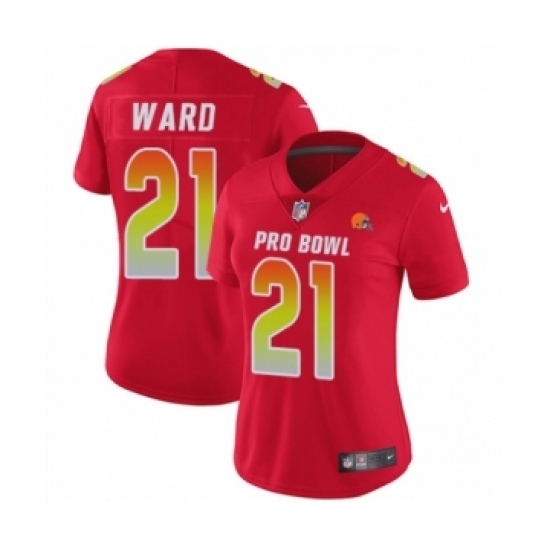 Women's Nike Cleveland Browns #21 Denzel Ward Limited Red AFC 2019 Pro Bowl NFL Jersey Women's Nike Cleveland Browns #21 Denzel Ward Limited Red AFC 2019 Pro Bowl NFL Jersey