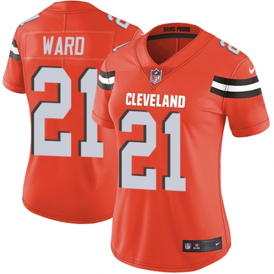 Women's Nike Cleveland Browns #21 Denzel Ward Orange Alternate Vapor Untouchable Limited Player NFL Jersey Women's Nike Cleveland Browns #21 Denzel Ward Orange Alternate Vapor Untouchable Limited Player NFL Jersey