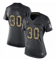 Women's Nike Cleveland Browns #30 Denzel Ward Limited Black 2016 Salute to Service NFL Jersey