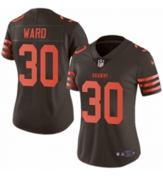 Women's Nike Cleveland Browns #30 Denzel Ward Limited Brown Rush Vapor Untouchable NFL Jersey