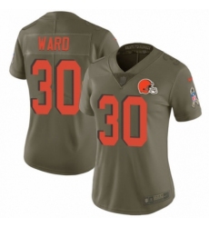Women's Nike Cleveland Browns #30 Denzel Ward Limited Olive 2017 Salute to Service NFL Jersey
