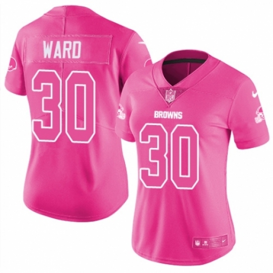 Women's Nike Cleveland Browns #30 Denzel Ward Limited Pink Rush Fashion NFL Jersey Women's Nike Cleveland Browns #30 Denzel Ward Limited Pink Rush Fashion NFL Jersey