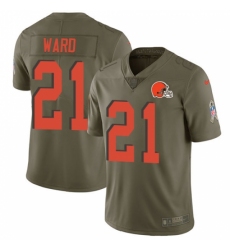 Youth Nike Cleveland Browns #21 Denzel Ward Limited Olive 2017 Salute to Service NFL Jersey