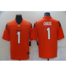 Men's Cincinnati Bengals #1 Ja'Marr Chase Nike Orange 2021 NFL Draft First Round Pick Limited Jersey