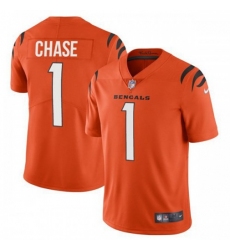 Men's Cincinnati Bengals #1 JaMarr Chase Orange Nike Alternate Vapor Limited Jersey