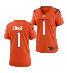 Women's Cincinnati Bengals #1 JaMarr Chase Orange Nike Game Jersey