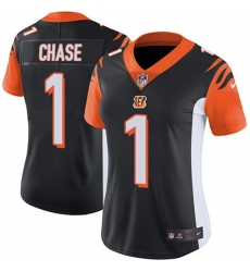 Women's Nike Cincinnati Bengals #1 JaMarr Chase Black Team Color Stitched NFL Vapor Untouchable Limited Jersey