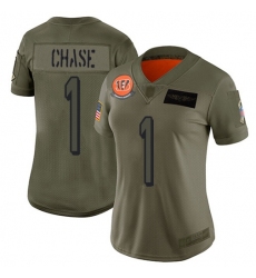 Women's Nike Cincinnati Bengals #1 JaMarr Chase Camo Stitched NFL Limited 2019 Salute To Service Jersey
