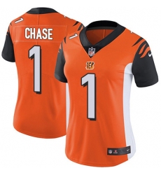 Women's Nike Cincinnati Bengals #1 JaMarr Chase Orange Alternate Stitched NFL Vapor Untouchable Limited Jersey
