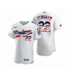 Men's Clayton Kershaw #22 Los Angeles Dodgers White 2020 Stars & Stripes 4th of July Jersey