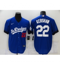 Men's Los Angeles Dodgers #22 Clayton Kershaw Blue Game City Player Jersey