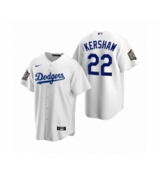 Men's Los Angeles Dodgers #22 Clayton Kershaw White 2020 World Series Replica Jersey