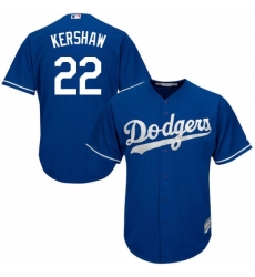 Men's Majestic Los Angeles Dodgers #22 Clayton Kershaw Authentic Royal Blue Alternate Cool Base MLB Jersey