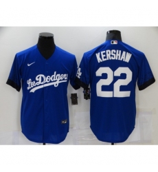 Men's Nike Los Angeles Dodgers #22 Clayton Kershaw Blue Game City Player Jersey