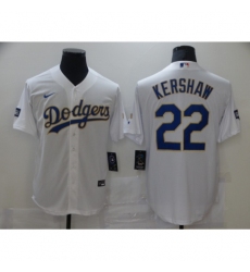Men's Nike Los Angeles Dodgers #22 Clayton Kershaw White Champions Authentic Jersey