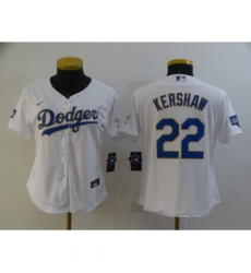 Women's Nike Los Angeles Dodgers #22 Clayton Kershaw White Champions Authentic Jersey