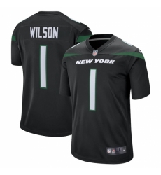 Men's New York Jets #1 Zach Wilson Nike Black 2021 NFL Draft First Round Pick Game Jersey