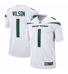 Men's New York Jets #1 Zach Wilson Nike White 2021 NFL Draft First Round Pick Game Jersey