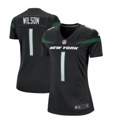 Women's New York Jets #1 Zach Wilson Nike Black 2021 NFL Draft First Round Pick Game Jersey