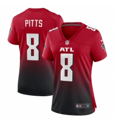 Women's Atlanta Falcons #8 Kyle Pitts Nike Red 2021 NFL Draft First Round Pick Alternate Player Game Jersey