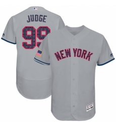 Men's Majestic New York Yankees #99 Aaron Judge Grey Stars & Stripes Authentic Collection Flex Base MLB Jersey