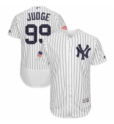 Men's Majestic New York Yankees #99 Aaron Judge White Stars & Stripes Authentic Collection Flex Base MLB Jersey